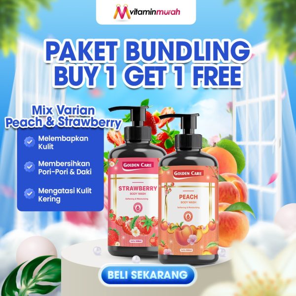 MIX VARIAN GOLDEN CARE BODY WASH BUY 1 GET 1 SOFTENING & MOISTURIZING 500ml - PEACH & STRAWBERRY - STRAWBERRY & LAVENDER - LAVENDER & PEACH