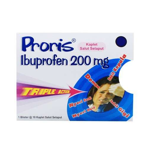 PRORIS IBUPROFEN 200 MG 1 BLISTER ISI 10 KAPLET SALUT SELAPUT