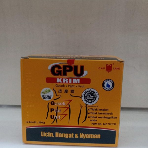 GPU KRIM GOSOK PIJAT URUT LICIN HANGAT DAN NYAMAN ISI 250 GR