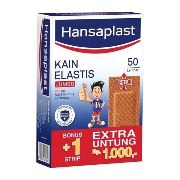 HANSAPLAST KAIN ELASTIS JUMBO LENTUR KULIT LELUASA BERNAPAS 1 BOX ISI 50 LEMBAR
