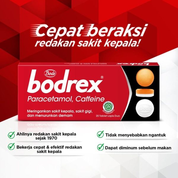 BODREX PARACETAMOL CAFFEINE 1 STRIP ISI 10 TABLET