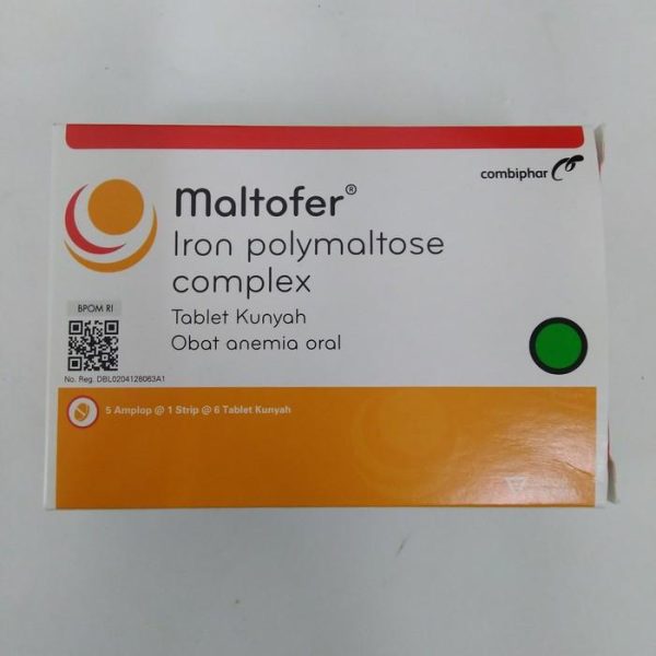 MALTOFER IRON POLYMALTOSE COMPLEX 1 LEMBAR ISI 6 TABLET KUNYAH