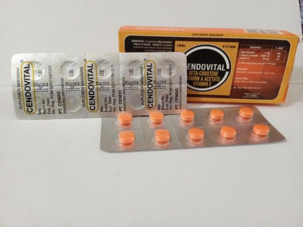 CENDO VITAL BETACAROTENE VITAMIN A ACETATE VITAMIN E 1 BOX ISI 30 TABLET SUPLEMEN MAKANAN