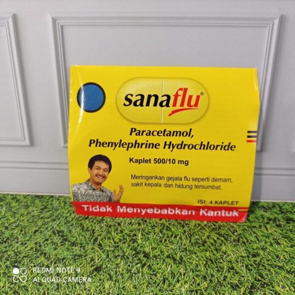 SANA FLU PARACETAMOL PHENYLEPHRINE HYDROCHLORIDE 1 LEMBAR ISI 4 KAPLET