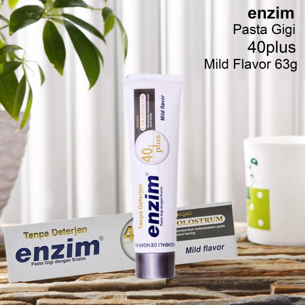 ENZIM PASTA GIGI DENGAN ENZIM TANPA DETERGEN 40 PLUS ISI 124 GR MILD FLAVOR