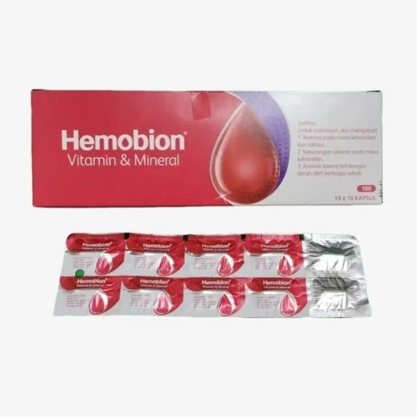 HEMOBION VITAMIN DAN MINERAL 1 STRIP ISI 10 KAPSUL  SUPLEMEN KESEHATAN
