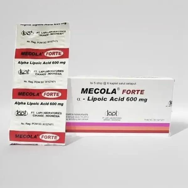MECOLA FORTE LIPOIC ACID 600MG 1 LEMBAR ISI 6 KAPLET SALUT SELAPUT