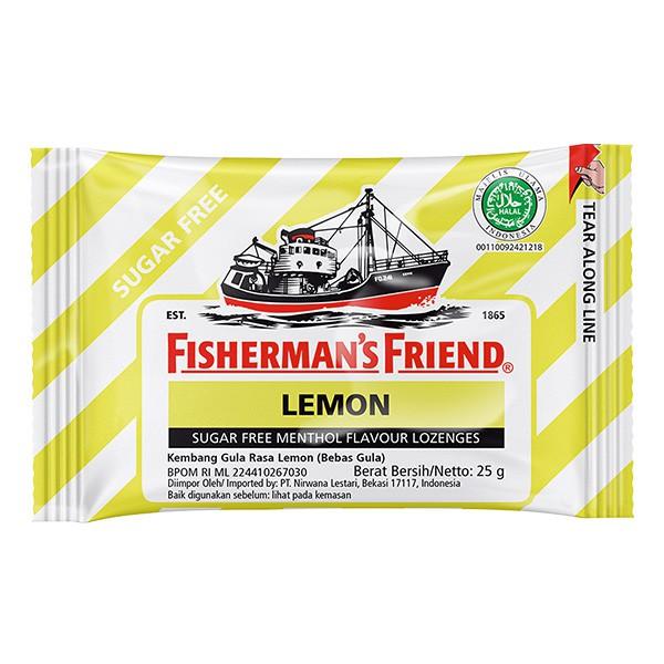 FISHERMAN FRIEND RASA LEMON SUGAR FREE MENTHOL FLAVOUR LOGENGEZ ISI 25 GR