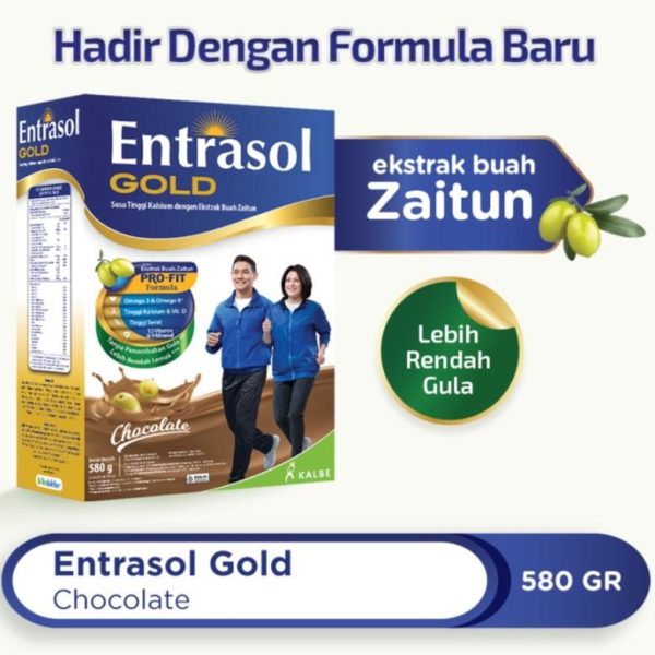 SUSU ENTRASOL GOLD CHOCOLATE 580G SUSU TINGGI KALSIUM DENGAN EKSTRAK ZAITUN