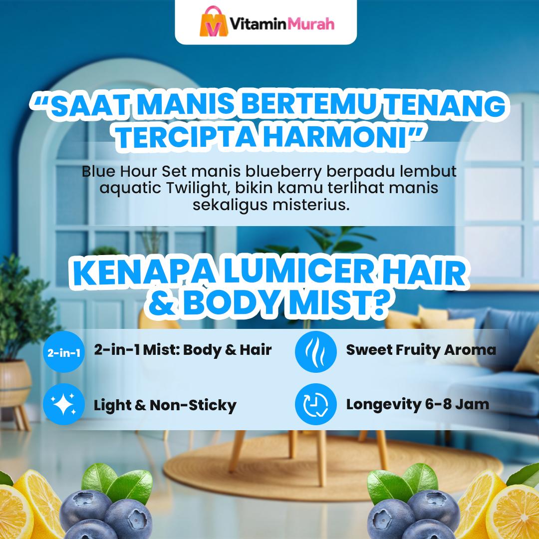 Twilight & Blueberry Lumicer Hair Body Mist (Buy 1 Get 1) 2 x 250 ml - Aroma Fresh Fruity Sweet Soft Lemon Blueberry Parfum Aroma Buah Pria Wanita Unisex Wangi Tahan Lama - Gambar 2