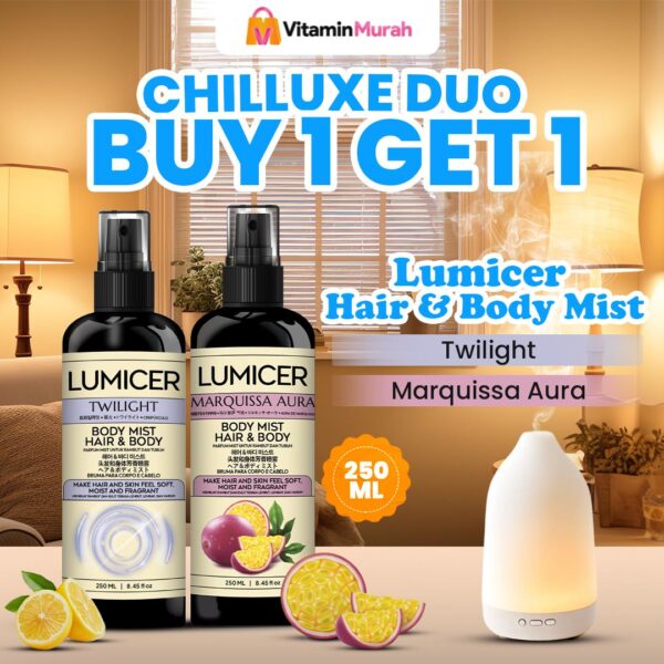 Twilight & Marquissa Lumicer Hair Body Mist (Buy 1 Get 1) 2 x 250 ml - Aroma Fresh Fruity Sweet Soft Lemon Markisa Parfum Aroma Buah Pria Wanita Unisex Wangi Tahan Lama
