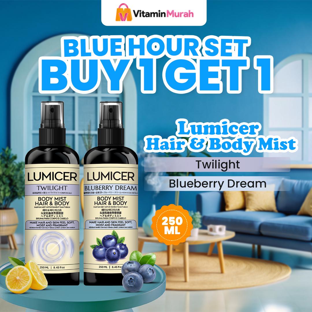 Twilight & Blueberry Lumicer Hair Body Mist (Buy 1 Get 1) 2 x 250 ml - Aroma Fresh Fruity Sweet Soft Lemon Blueberry Parfum Aroma Buah Pria Wanita Unisex Wangi Tahan Lama