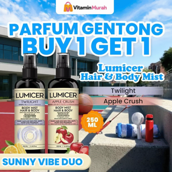Twilight & Apple Lumicer Hair Body Mist (Buy 1 Get 1) 2 x 250 ml - Aroma Fresh Fruity Sweet Soft Lemon Apel Parfum Aroma Buah Pria Wanita Unisex Wangi Tahan Lama