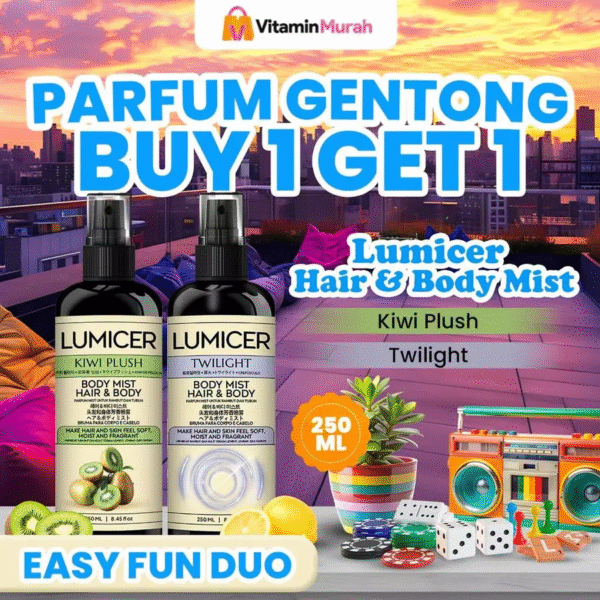 Twilight & Kiwi Lumicer Hair Body Mist (Buy 1 Get 1) 2 x 250 ml - Parfum Gentong Aroma Fresh Fruity Sweet Soft Lemon Kiwi Parfum Aroma Buah Pria Wanita Unisex Wangi Tahan Lama Halal