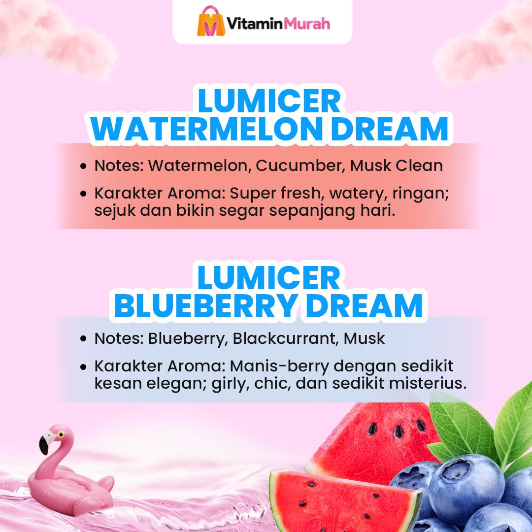 Watermelon & Blueberry Lumicer Hair Body Mist (Buy 1 Get 1) 2 x 250 ml - Aroma Fresh Fruity Sweet Soft Semangka Blueberry Parfum Aroma Buah Pria Wanita Unisex Wangi Tahan Lama - Gambar 3