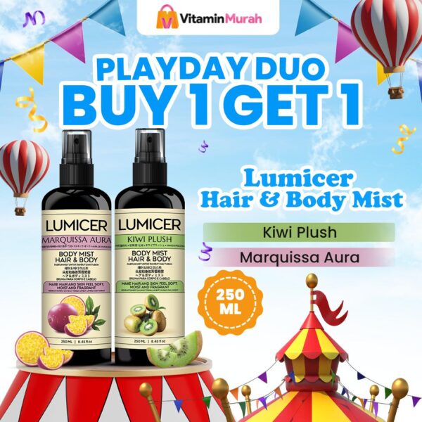 Marquissa & Kiwi Lumicer Hair Body Mist (Buy 1 Get 1) 2 x 250 ml - Aroma Fresh Fruity Sweet Soft Markisa Kiwi Parfum Aroma Buah Pria Wanita Unisex Wangi Tahan Lama