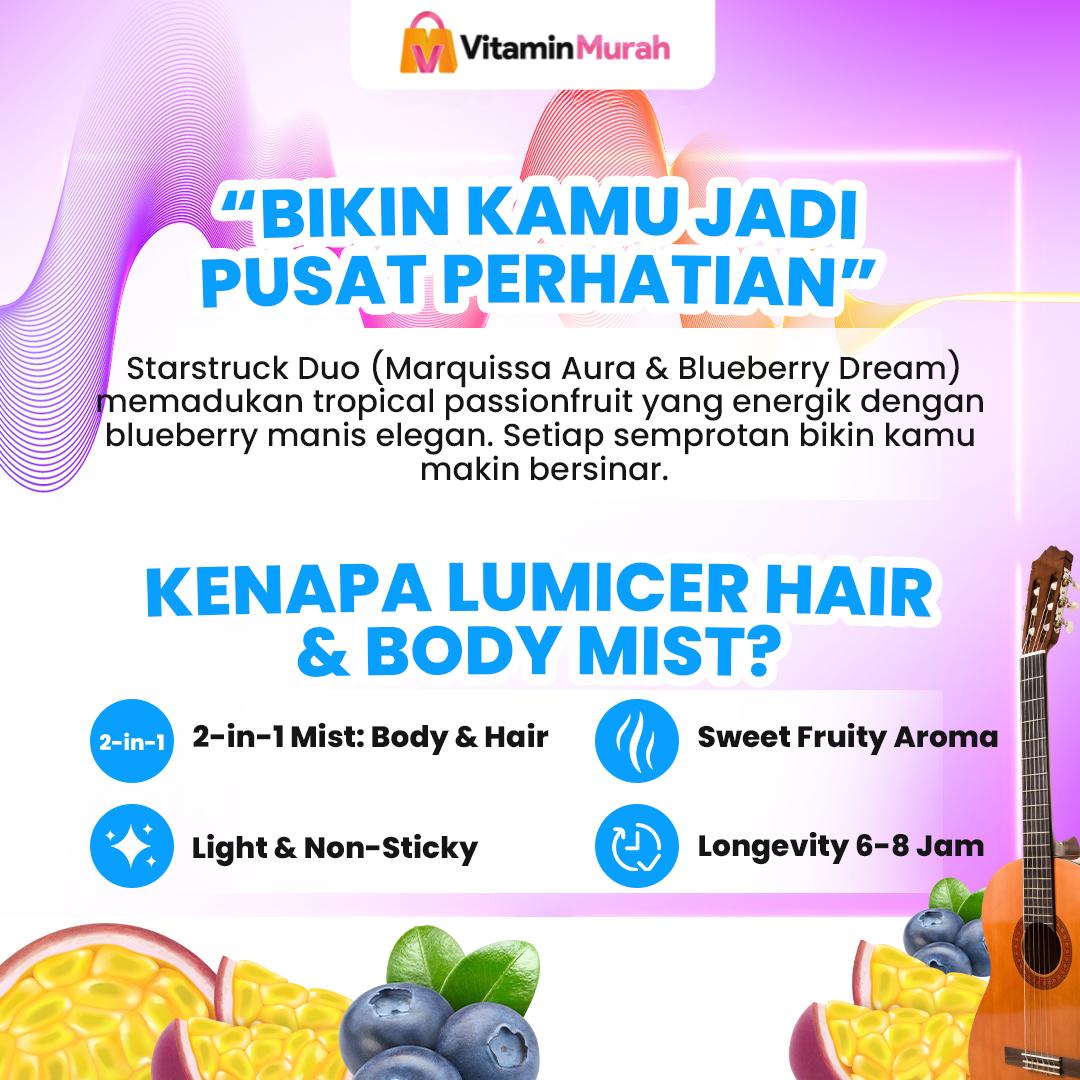 Marquissa & Blueberry Lumicer Hair Body Mist (Buy 1 Get 1) 2 x 250 ml - Aroma Fresh Fruity Sweet Soft Markisa Blueberry Parfum Aroma Buah Pria Wanita Unisex Wangi Tahan Lama - Gambar 3