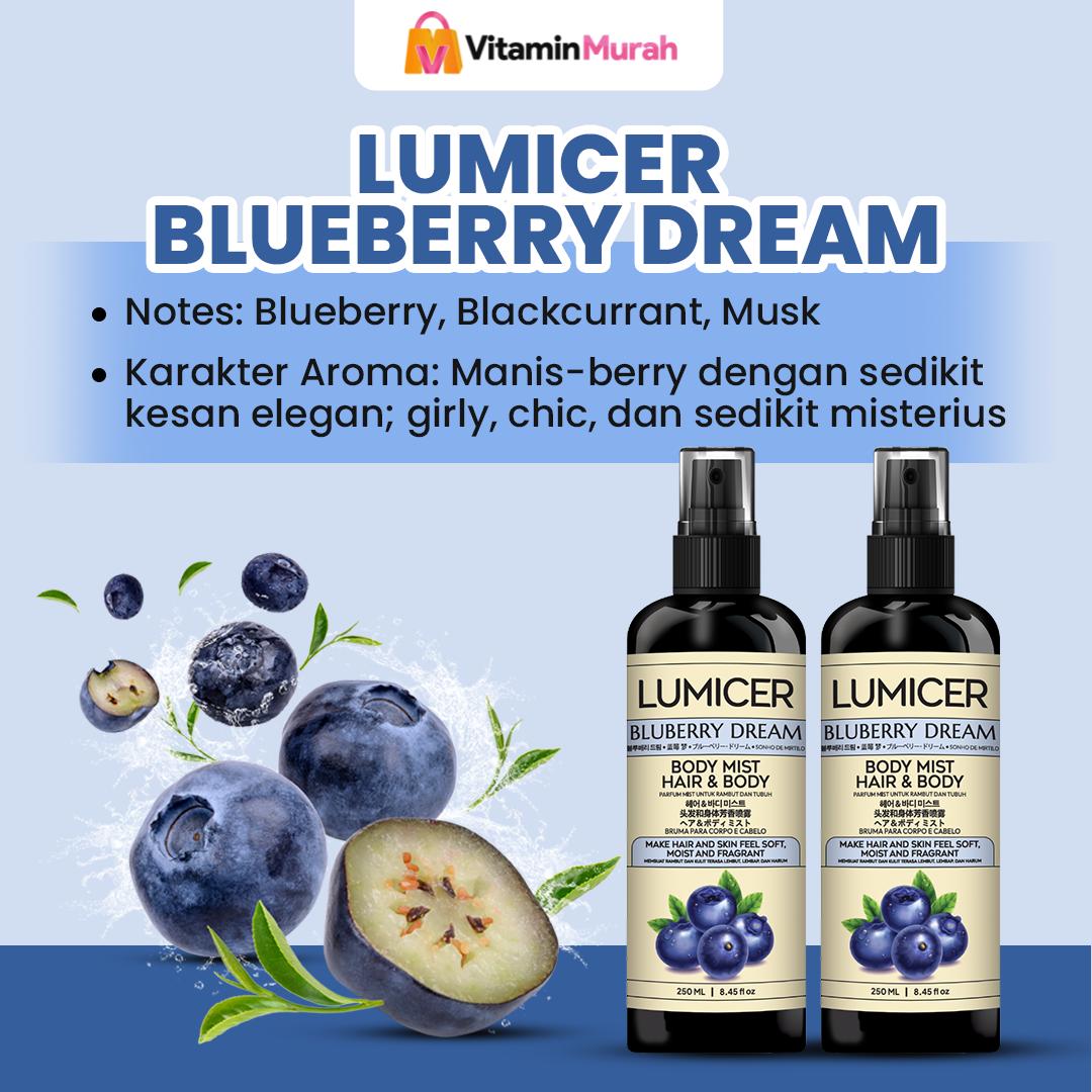 Blueberry Duo Lumicer Hair Body Mist (Buy 1 Get 1) 2 x 250 ml - Aroma Fresh Fruity Sweet Soft Blueberry Parfum Aroma Buah Pria Wanita Unisex Wangi Tahan Lama - Gambar 3