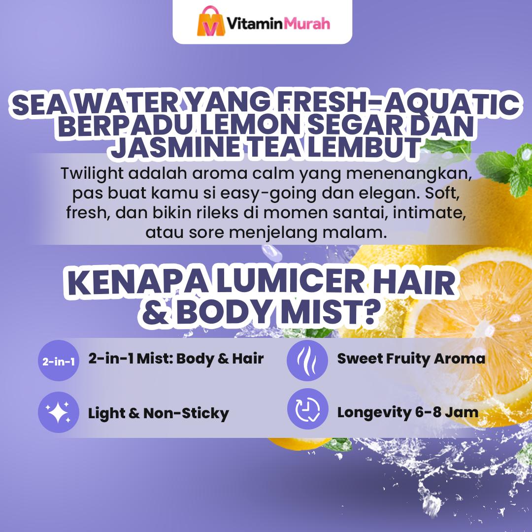 Twilight Duo Lumicer Hair Body Mist (Buy 1 Get 1) 2 x 250 ml - Aroma Fresh Fruity Sweet Soft Lemon Parfum Aroma Buah Pria Wanita Unisex Wangi Tahan Lama - Gambar 2