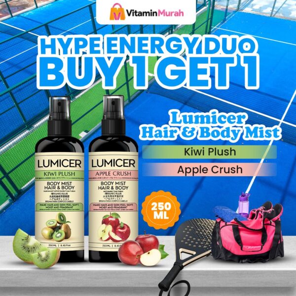 Kiwi & Apple Lumicer Hair Body Mist (Buy 1 Get 1) 2 x 250 ml - Aroma Fresh Fruity Sweet Soft Kiwi Apel Parfum Aroma Buah Pria Wanita Unisex Wangi Tahan Lama